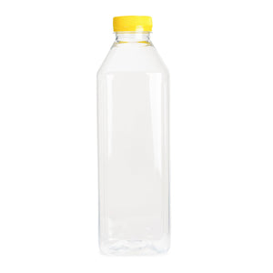 1000ml - 32oz Square Bottles Clear PET Plastic With Tamper Evident Lids - Packware