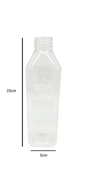 1000ml - 32oz Square Bottles Clear PET Plastic With Tamper Evident Lids - Packware