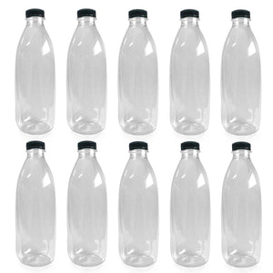 1000ml Round Clear PET Plastic Bottles with Tamper Evident Lids (Round) - Packware