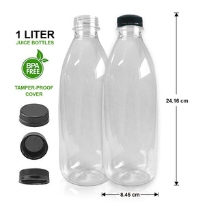 1000ml Round Clear PET Plastic Bottles with Tamper Evident Lids (Round) - Packware