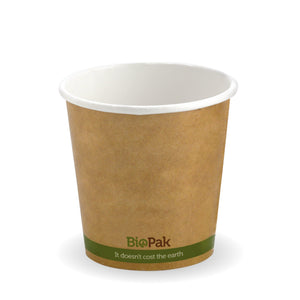 120ml / 4oz (63mm) Kraft Green Stripe Single Wall BioCup - Packware