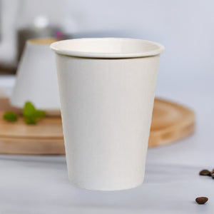 12oz Single Wall Coffee Cups with PE Lining - Plain White - Packware