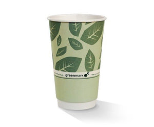 16 OZ PLA Coated DW Cup/Green Print 500pc/ctn - Packware