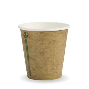 230ml / 6oz (80mm) Kraft Green Line Single Wall BioCup - Packware