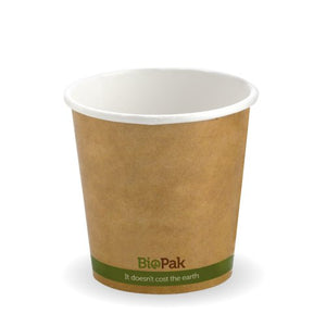 230ml / 6oz (80mm) Kraft Green Stripe Single Wall BioCup - Packware