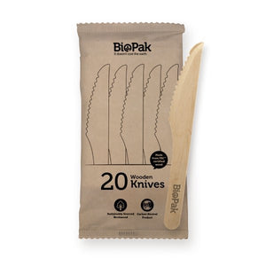 25 Pack - 16cm Wooden Knife - Packware