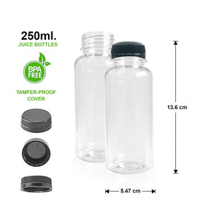 250ml Round Clear Plastic Bottles PET With 38mm Lids Tamper Evident - Packware