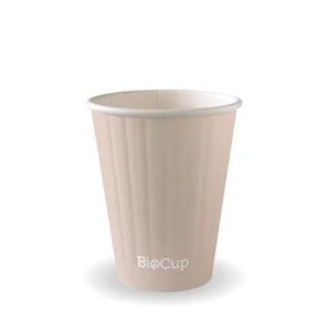 255ml / 8oz (80mm) Aqueous Leaf Double Wall BioCup - stone - Packware