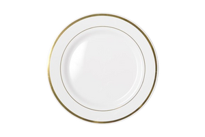 260mm Heavy Duty White Dinner Plate With Gold Lining