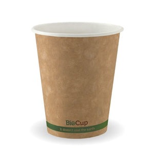 280ml / 8oz (80mm) Kraft Green Stripe Single WallBioCup - Packware