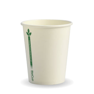 280ml / 8oz (80mm) White Green Line Single Wall BioCup - Packware