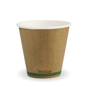 295ml / 8oz (90mm) Kraft Green Stripe Double Wall BioCup - Packware