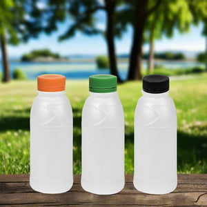 300ml HDPE Plastic Natural Round Bottle 38mm Tamper Evident Lids - Packware