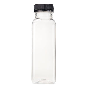 300ml Square Bottles Clear PET Plastic With Lids 38mm Tamper Evident - Packware