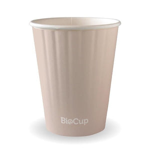 390ml / 12oz (90mm) Aqueous Leaf Double Wall BioCup - stone - Packware