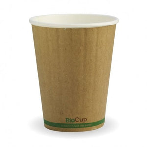 390ml / 12oz (90mm) Kraft Green Stripe Double Wall BioCup - Packware