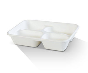 4 Compartment Sugarcane tray 300pc/ctn - Packware