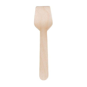 4" Mini Wooden Spoon, Disposable Square End Tasting Spoon Wooden Gelato Spade Spoon - Packware