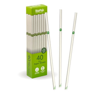 40 Pack - 6mm White Regular BioStraw - Packware