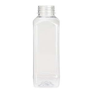 450ml Square Bottles Clear PET Plastic With Lids 38mm Tamper Evident - Packware