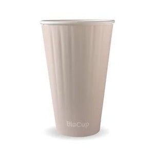 460ml / 16oz (90mm) Aqueous Leaf Double Wall BioCup - stone - Packware