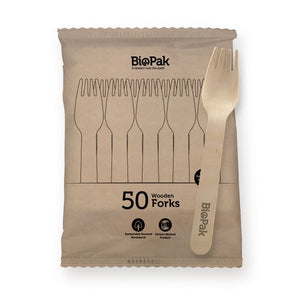 50 Pack - 16cm Wooden Fork - Packware