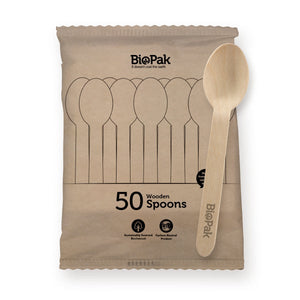 50 Pack - 16cm Wooden Spoon - Packware