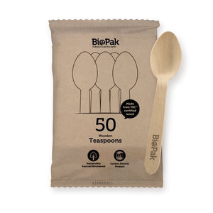 50 Pack - 16cm Wooden Teaspoon - Packware