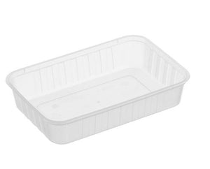 500ml Ribbed Rectangle Plastic Containers White GENFAC - Packware