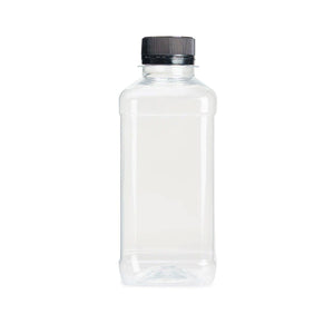 500ml Square Bottles Clear PET Plastic With Tamper Evident Lids - Packware