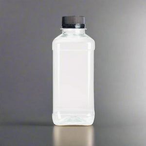 500ml Square Bottles Clear PET Plastic With Tamper Evident Lids - Packware