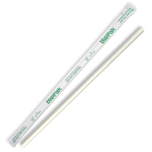 6mm Regular White BioStraw - Individual Wrapped - Packware