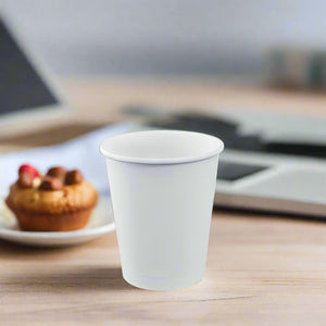 6oz White Coffee Cup - Single Wall Paper Cup - 177ml - Packware