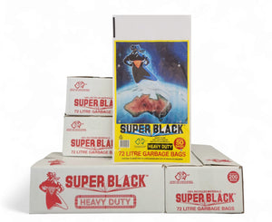 72 Litre Heavy Duty Garbage Bags (Box of 200 Bags) – SUPERBLACK - Packware