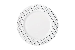 260mm Heavy Duty Dinner Plate With Silver Dot Rim