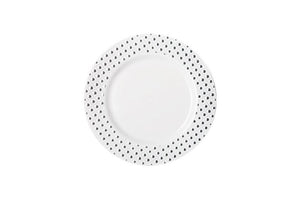 190mm Heavy Duty Lunch Plate With Silver Dot Rim