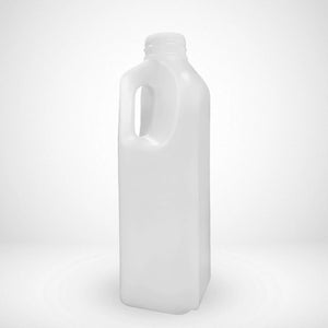 1 Litre HDPE Plastic Natural Square Bottle 38mm Tamper Evident Lids