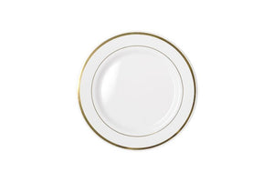 190mm Heavy Duty White Lunch Plate With Gold Lining