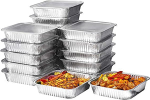 Aluminium Roster Foil Tray with Foil Lids Square 20x20x5cm 5pk Heavy Duty - 6118 - Packware