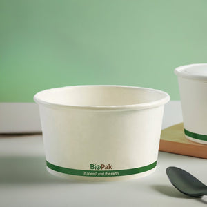 Biopak 12oz/355ml White Paper Salad/Soup Bowl - Packware