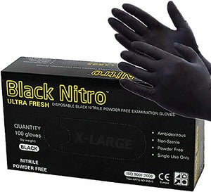 Black Nitrile Powder Free Disposable Gloves - Heavy Duty - Packware