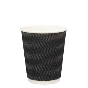 BlackWave Coffee Cups - 8oz/237ml - Ripple Wall Design - Packware