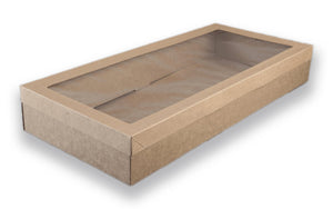 Brown Catering Tray - Large 560X255X80 mm With Craft Lids with Window (QTY - 50) | Packware - Packware