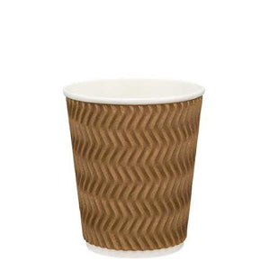 BrownWave Coffee Cups - 8oz/237ml - Ripple Wall Design - Packware