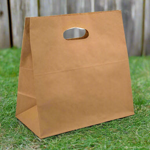 Die Cut Brown Kraft Paper Bag | 280mm x 280mm x 150mm | Pack of 500 | Eco - Friendly and Durable - Packware