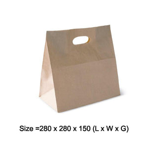 Die Cut Brown Kraft Paper Bag | 280mm x 280mm x 150mm | Pack of 500 | Eco - Friendly and Durable - Packware