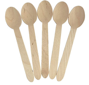 Eco - Friendly Wooden Spoons - Biodegradable & Compostable - 16 cm Length - Packware