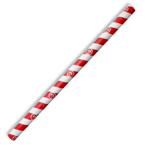 Jumbo Red Striped Paper Straws - 2500 per Carton (250 per Box) - Packware