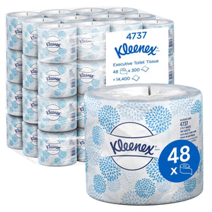 KLEENEX® Executive Toilet Tissue (4737), 2 Ply, 48 Rolls / Case, 300 Sheets / Roll (14,400 Sheets) - Packware