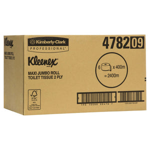 KLEENEX® Maxi Jumbo Roll Toilet Tissue (4782), Jumbo Roll, 6 Rolls / Case, 400m / Roll (2400m) - Packware